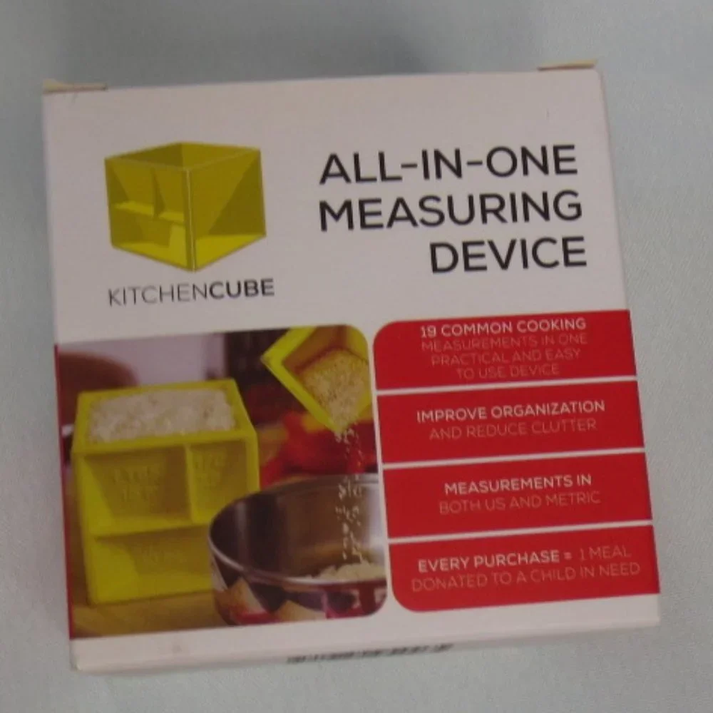 4/$14 THE KITCHEN CUBE-NEW-NEVER USED-YELLOW-All-in-One Measuring Cup